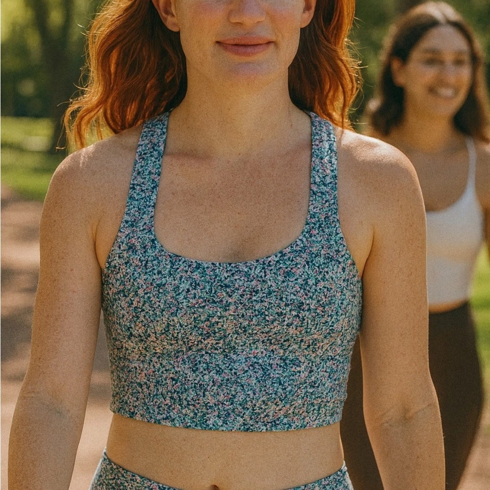 Sage collective blue ditsy floral sports bra XS